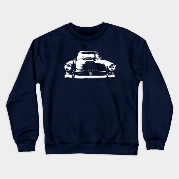 Sunbeam Alpine Tiger 1960s British classic sports car monoblock white Crewneck Sweatshirt by soitwouldseem